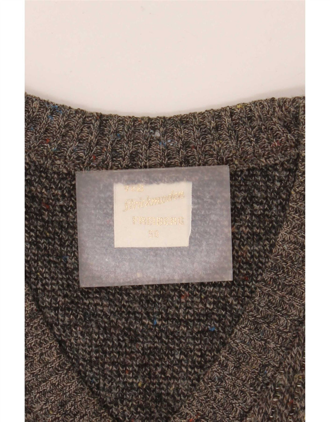 Suéter masculino Strickmoden com decote em V IT 50 cinza médio geométrico