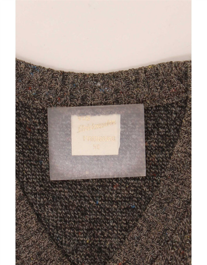 Suéter masculino Strickmoden com decote em V IT 50 cinza médio geométrico