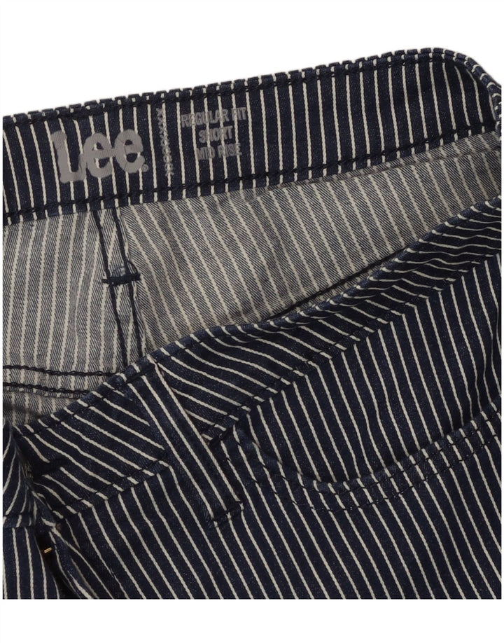Shorts feminino Lee de cintura média, ajuste regular, casual, W34, grande, azul marinho, listrado