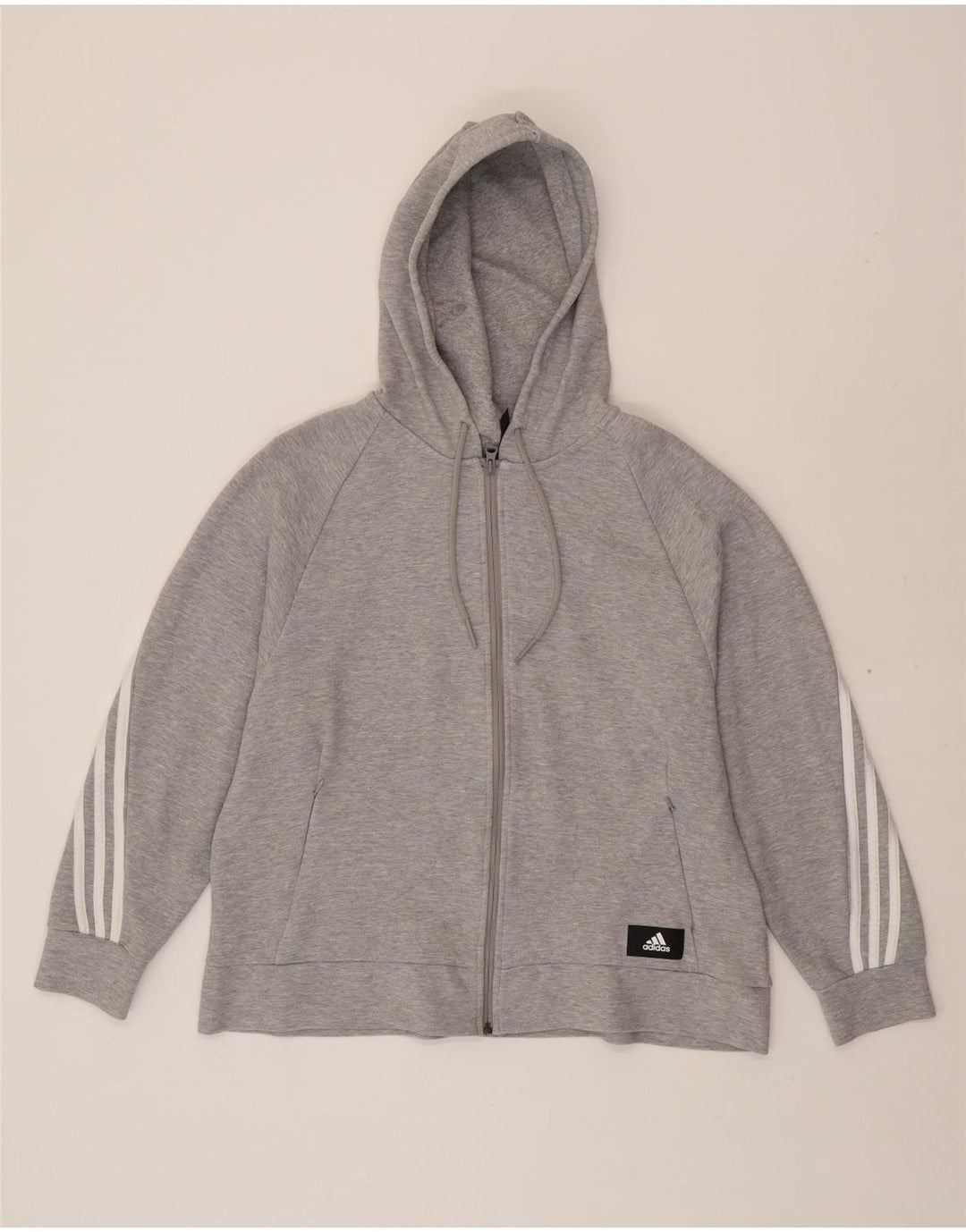 ADIDAS Womens Zip Hoodie Sweater UK 20/22 XL Grey Cotton Vintage Adidas and Second-Hand Adidas from Messina Hembry 