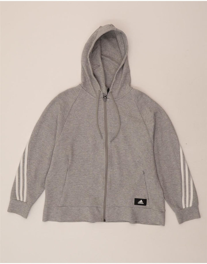 ADIDAS Womens Zip Hoodie Sweater UK 20/22 XL Grey Cotton Vintage Adidas and Second-Hand Adidas from Messina Hembry 