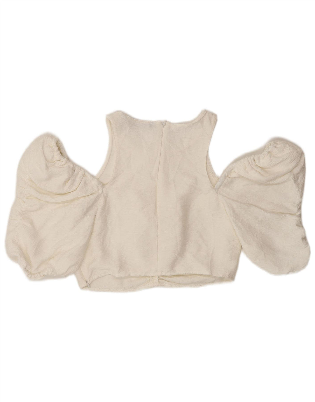 Zara Womens Crop Off Ombro Top Reino Unido 12 Médio Branco