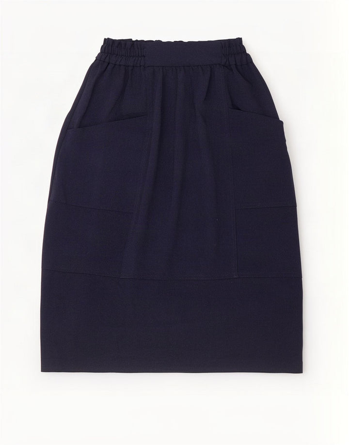 Saia larga feminina Zara pequena W26 poliéster azul marinho