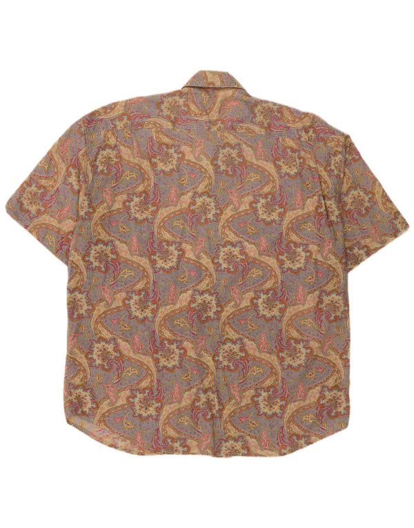 Camisa masculina manga curta Rodrigo tamanho 17 43 XL algodão floral multicolorido