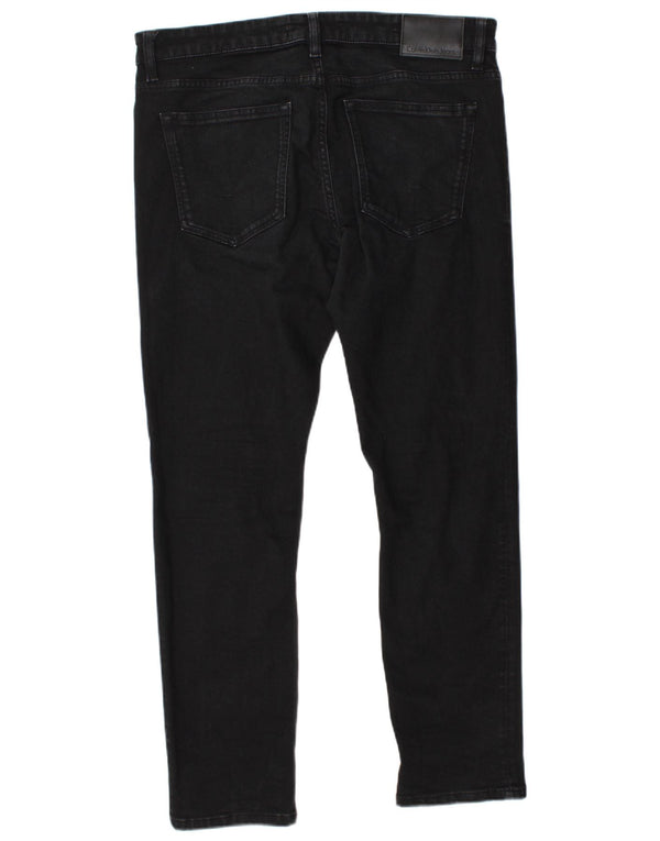 CALVIN KLEIN Mens Jeans Slim W34 L30 Algodão Preto