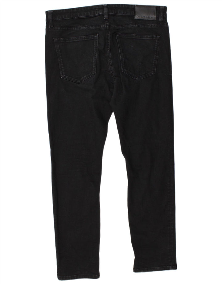CALVIN KLEIN Mens Jeans Slim W34 L30 Algodão Preto