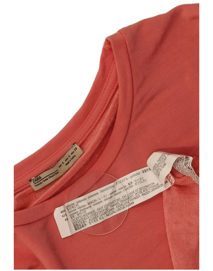 Zara Túnica Feminina Top UK 10 Pequeno Poliéster Rosa