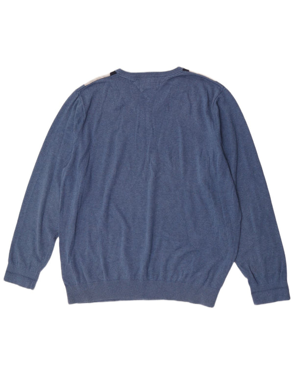 Suéter masculino Tommy Hilfiger com decote em V 2XL azul argyle/algodão diamante
