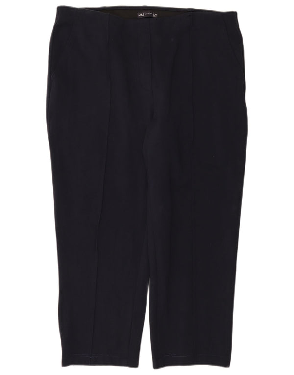 Calça feminina cortada reta Marks & Spencer UK 18 XL W38 L24 azul marinho