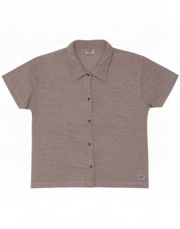 Camisa feminina de manga curta Lee UK 18 XL cinza algodão manchado
