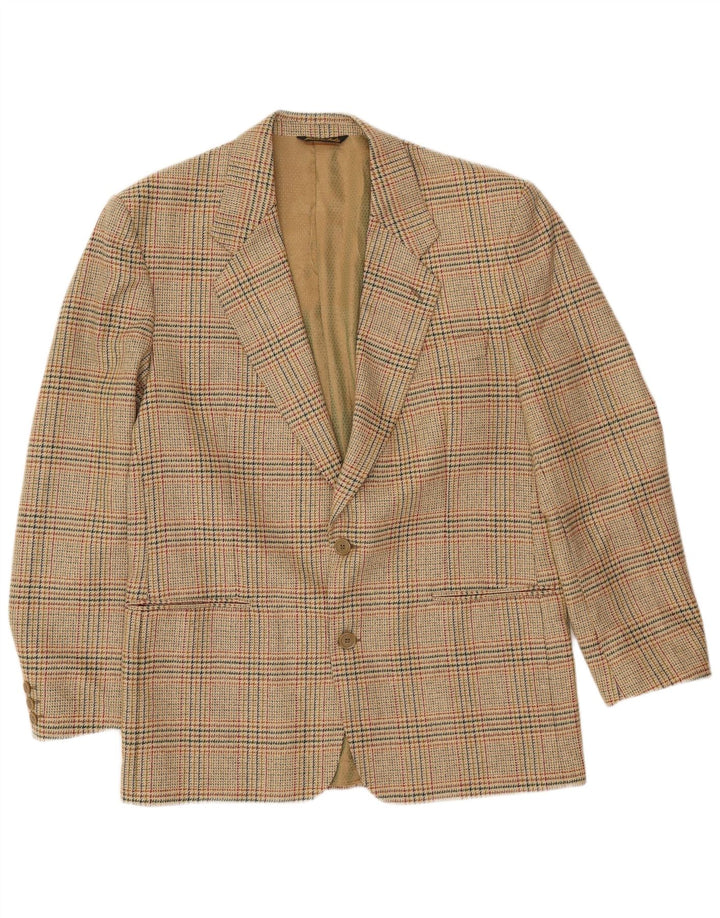 Jaqueta blazer masculina vintage com 2 botões IT 52 XL lã xadrez bege