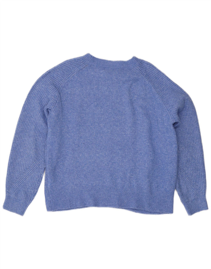 Suéter feminino Marks & Spencer com gola redonda grande, Reino Unido 14, azul médio