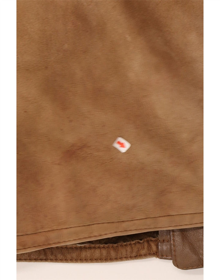 Sobretudo masculino vintage de shearling UK 40 grande marrom