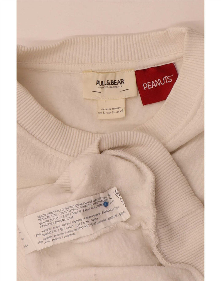 Pull & Bear Suéter feminino com estampa Peanuts UK 10 pequeno branco