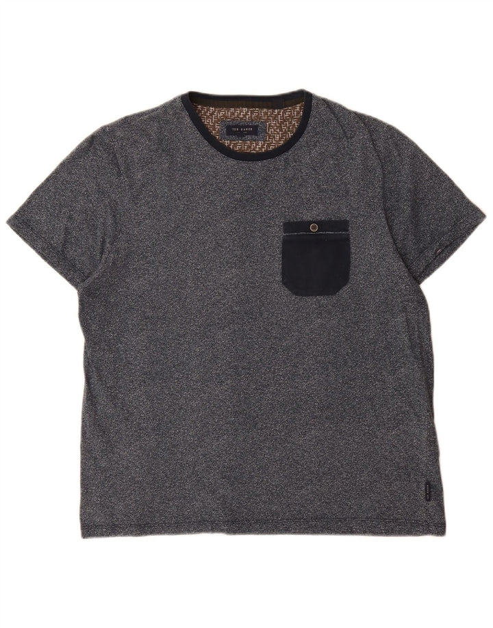 Camiseta masculina Ted Baker tamanho superior 4 grande algodão manchado azul marinho