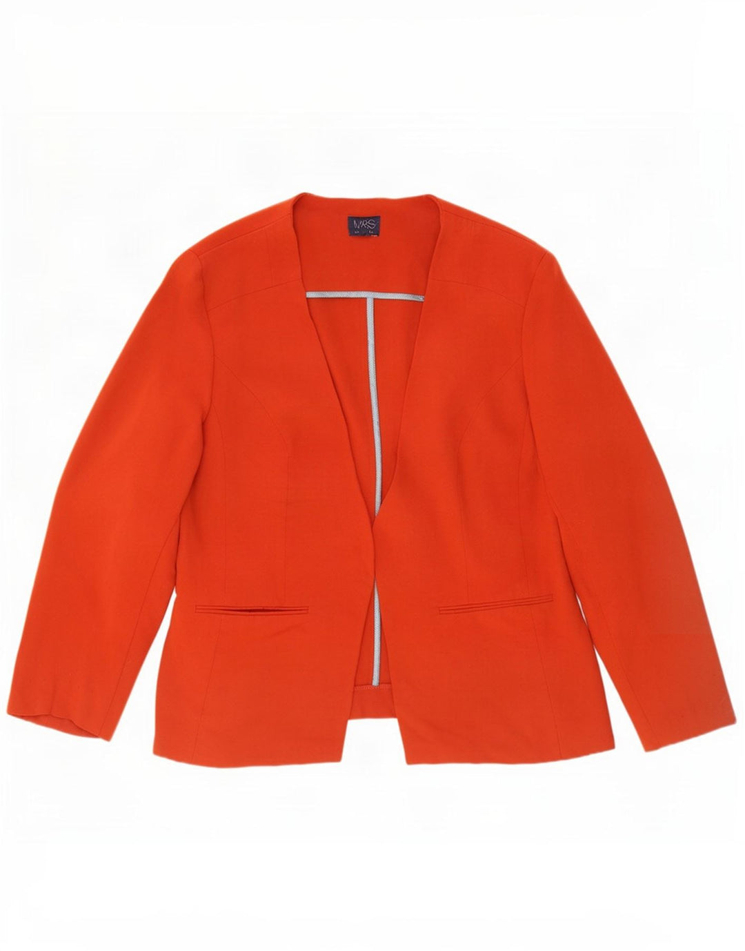 Jaqueta Blazer aberta feminina Marks & Spencer Reino Unido 16 grande poliéster laranja