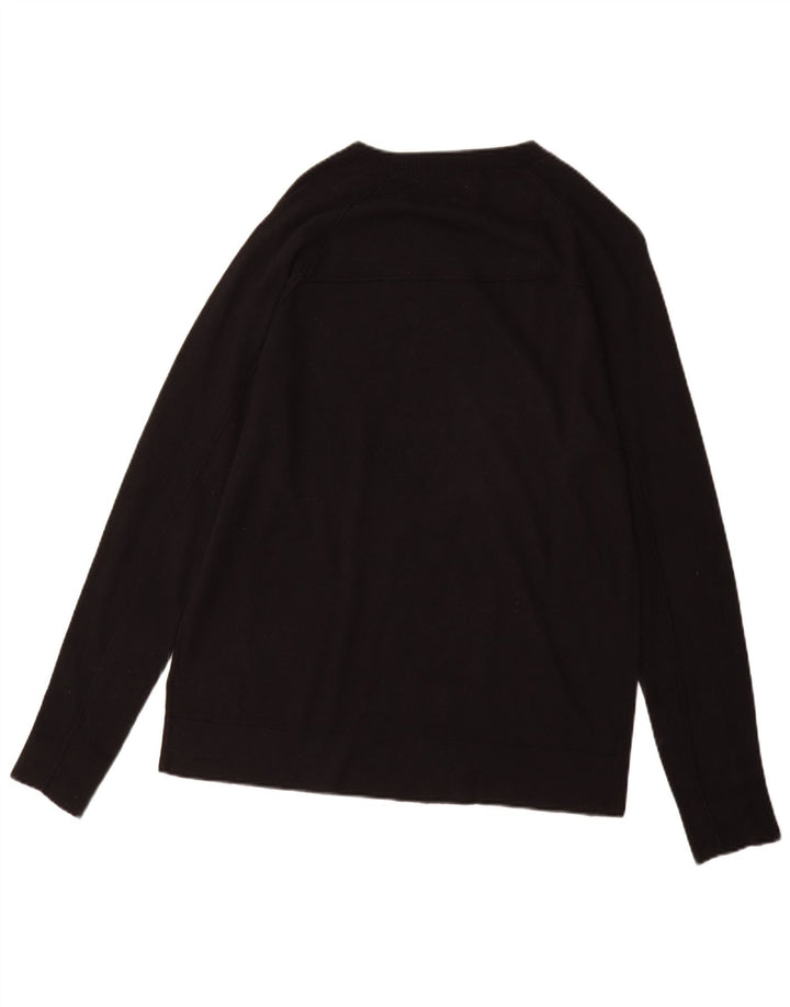 Suéter masculino Farhi com gola canoa grande de algodão preto