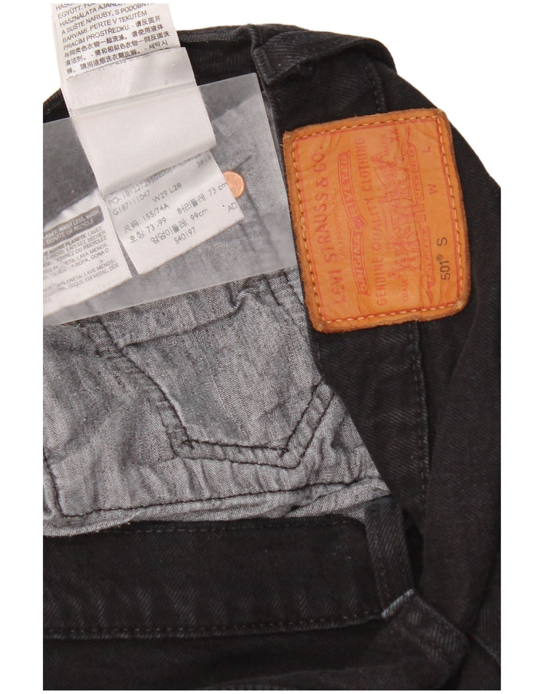 Calça jeans masculina Levi's 501 Straight W29 L28 algodão preto
