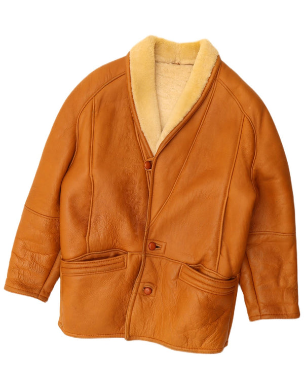 Jaqueta masculina vintage Shearling UK 42 XL bege