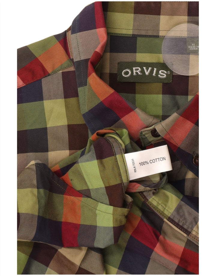 Camisa masculina Orvis XL verde xadrez algodão