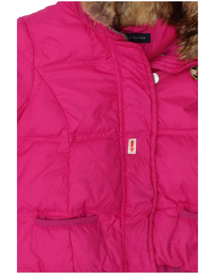 Jaqueta acolchoada com capuz para meninas TOMMY HILFIGER 12-18 meses rosa nylon