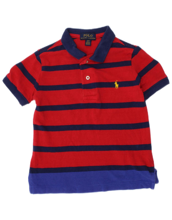 POLO RALPH LAUREN Camisa polo bebê menino 18-24 meses algodão listrado vermelho