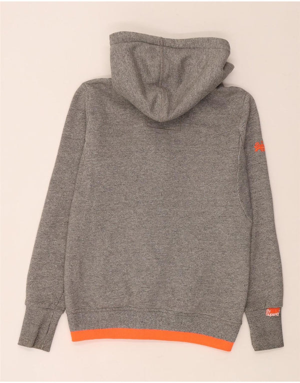 Suéter masculino Superdry com capuz e zíper cinza médio algodão colorblock