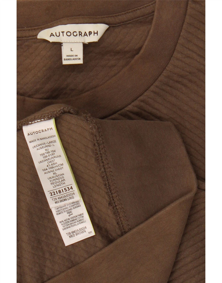 Suéter masculino Marks & Spencer Autograph moletom grande de algodão marrom
