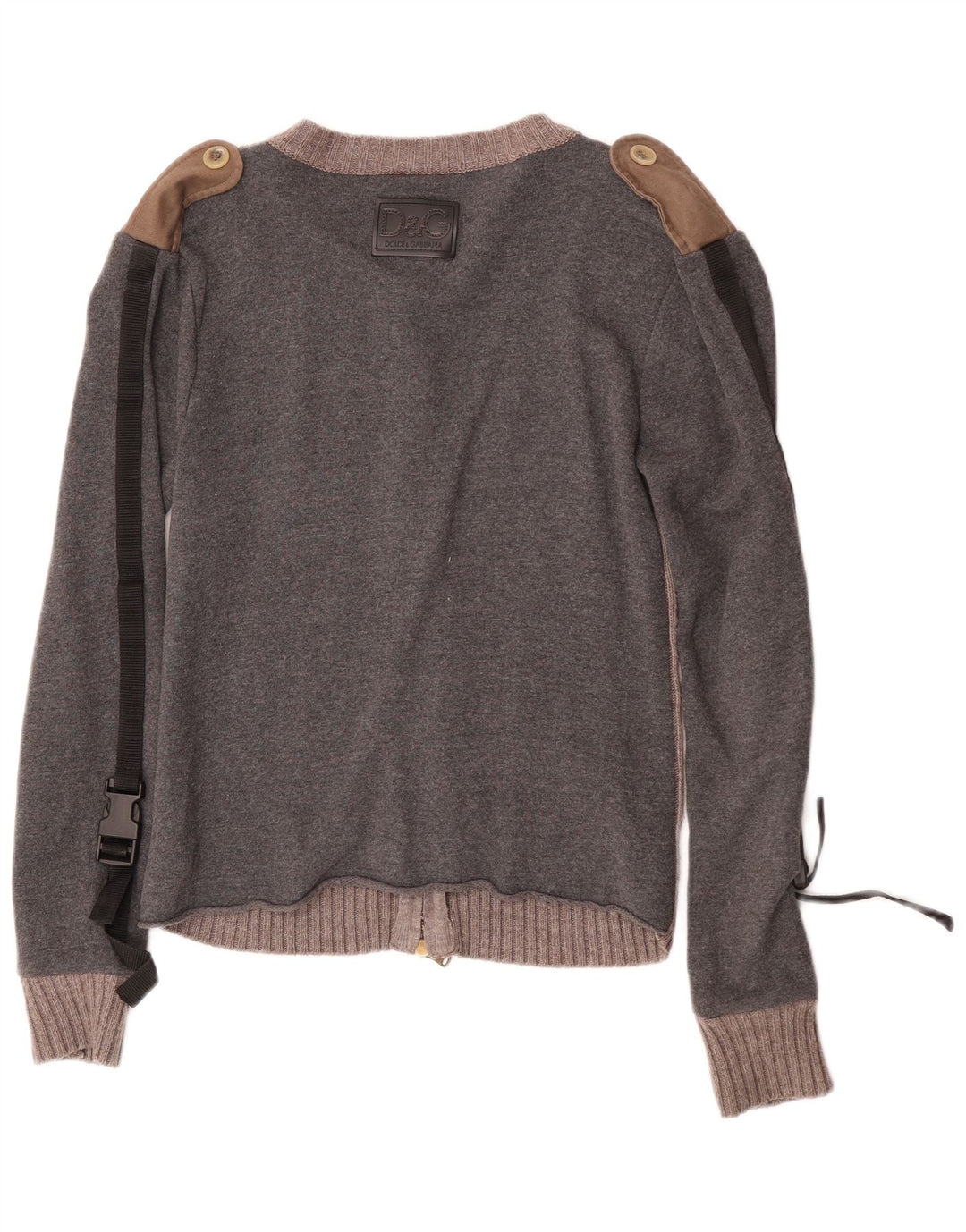 Suéter cardigã masculino Dolce & Gabbana UK 10 algodão colorblock cinza pequeno