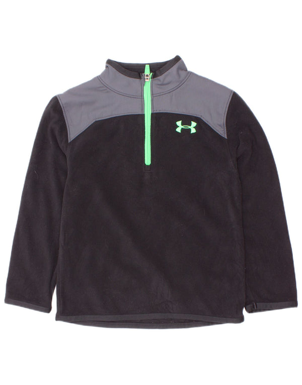 Suéter de lã Under Armour Boys com gola e zíper 4-5 anos preto colorblock