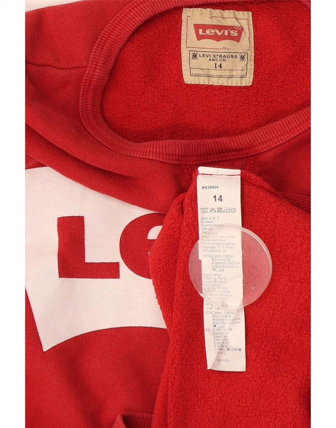 Moletom gráfico Levi's Boys 13-14 anos algodão vermelho