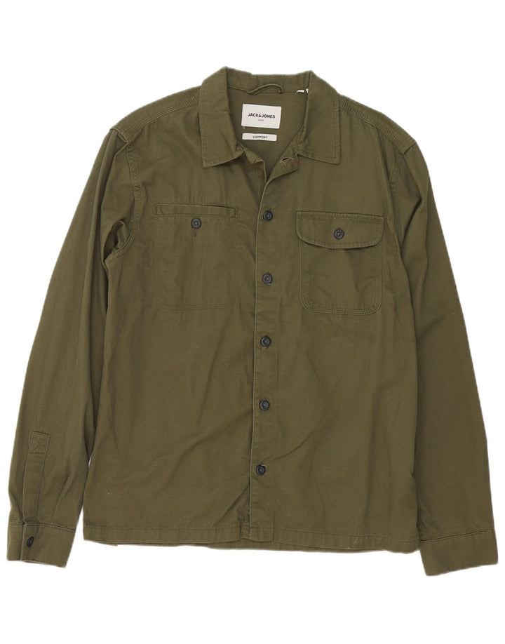Camisa masculina Jack & Jones grande algodão cáqui