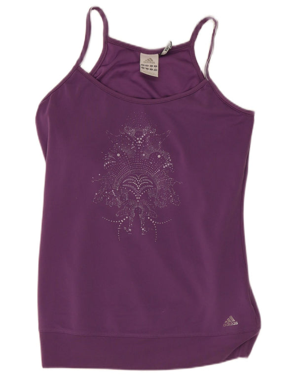 Adidas Womens Climalite Graphic Vest Top UK 12 Médio Roxo Paisley