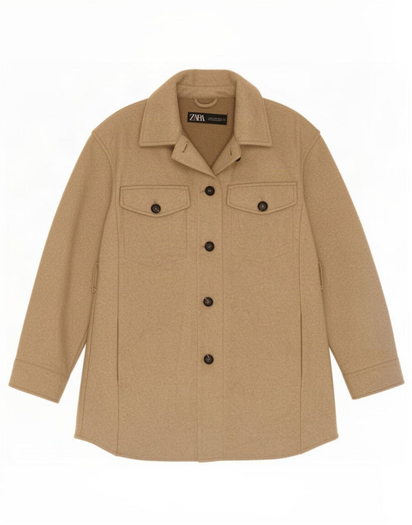 Jaqueta utilitária feminina Zara UK 6 XS poliéster bege