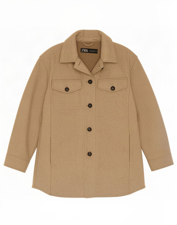 Jaqueta utilitária feminina Zara UK 6 XS poliéster bege