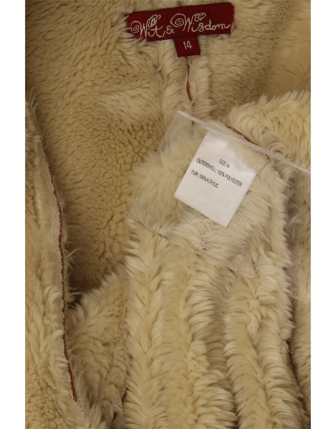 Sobretudo feminino grande de sherpa Wit & Wisdom Reino Unido 14 grande poliéster marrom