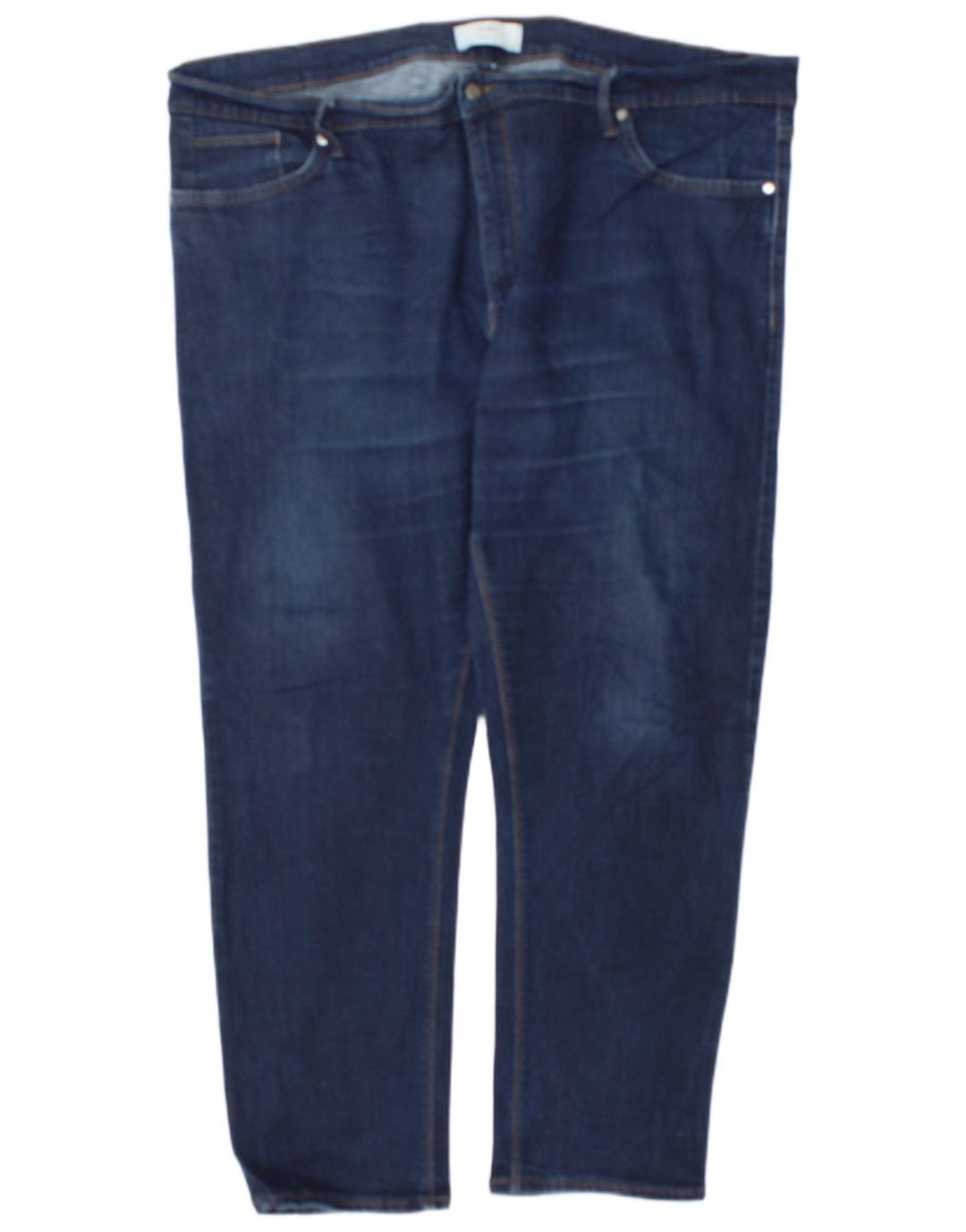Jeans cônicos masculinos Marks & Spencer W44 L29 algodão azul marinho