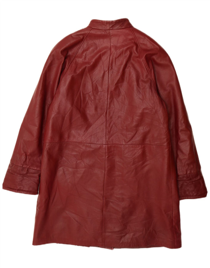 Casaco de couro feminino vintage IT 46 grande couro cor de vinho