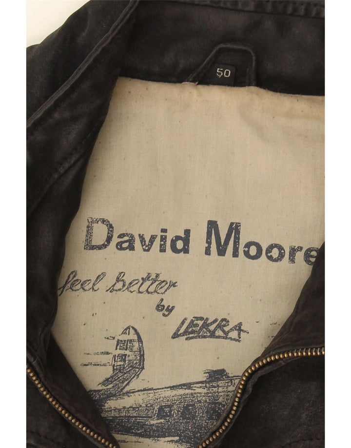 Colete de couro masculino David Moore IT 50 grande preto