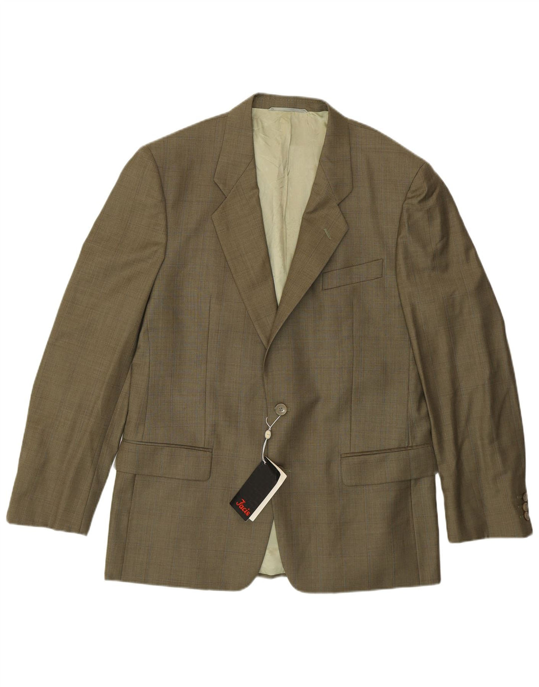 Jaqueta blazer masculina Facis com 1 botão IT 50 grande cáqui nova lã