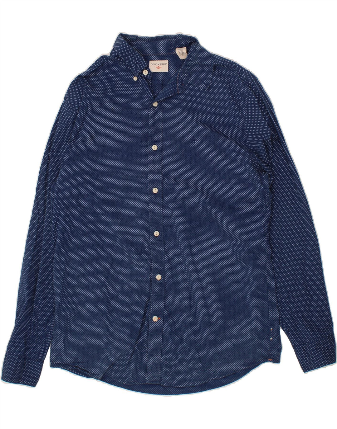 DOCKERS Mens Shirt Medium Navy Blue Spotted Cotton Vintage Dockers and Second-Hand Dockers from Messina Hembry 