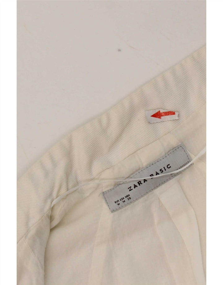 Zara Womens Open Bolero Jacket UK 12 Médio Algodão Branco