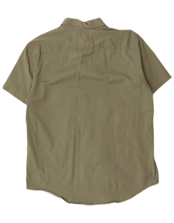 Tommy Hilfiger Camisa masculina de manga curta slim fit grande algodão verde