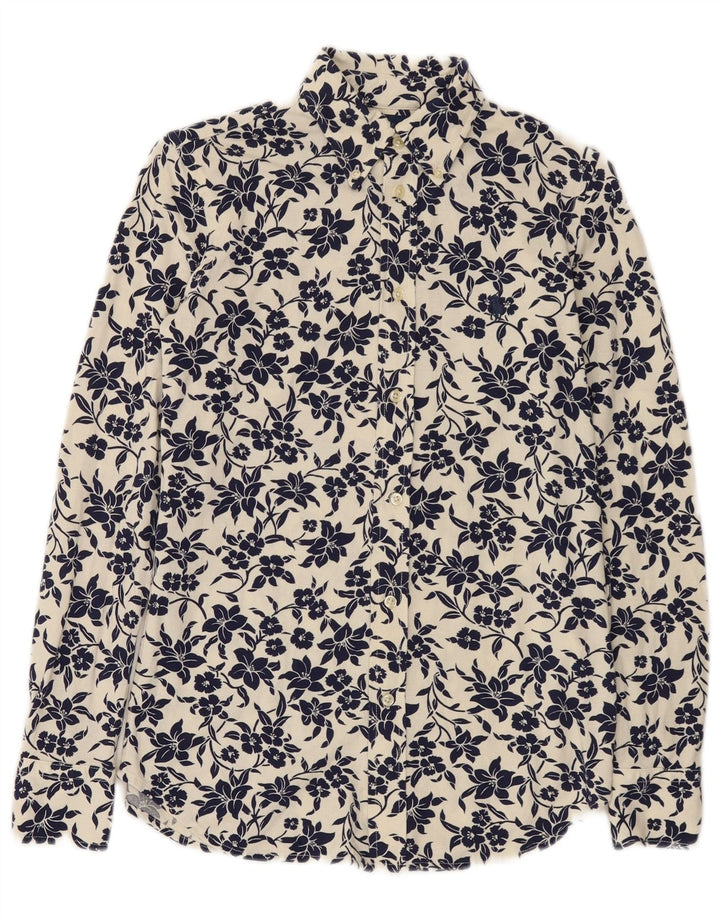 Ralph Lauren Camisa masculina pequena de algodão floral branco