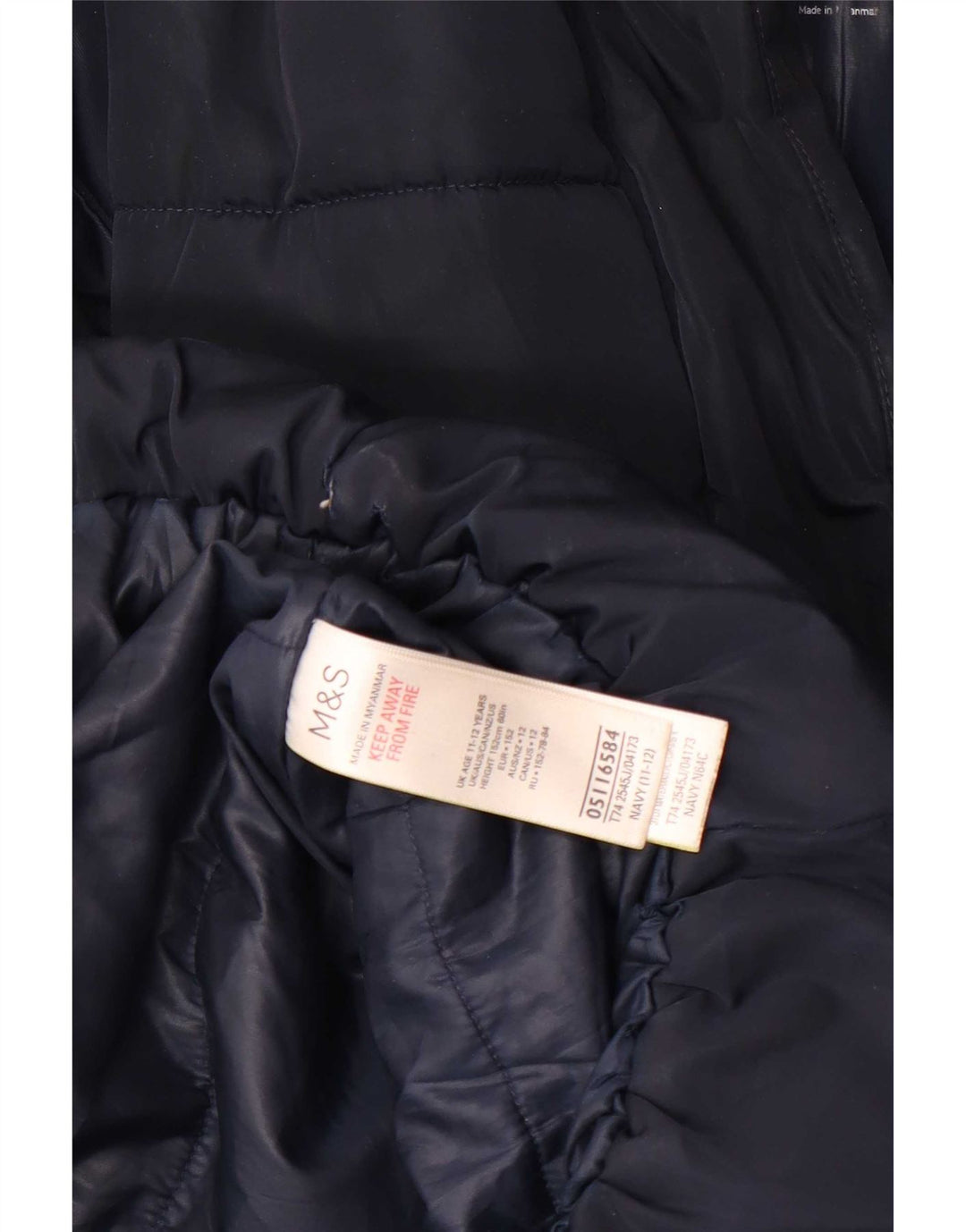 Casaco acolchoado com capuz para meninas Marks & Spencer 11-12 anos azul marinho poliéster