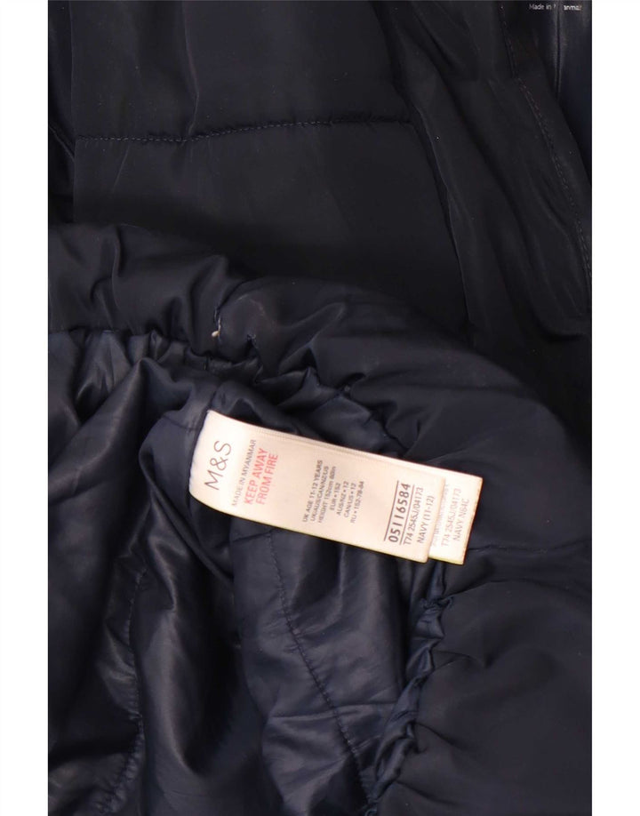 Casaco acolchoado com capuz para meninas Marks & Spencer 11-12 anos azul marinho poliéster