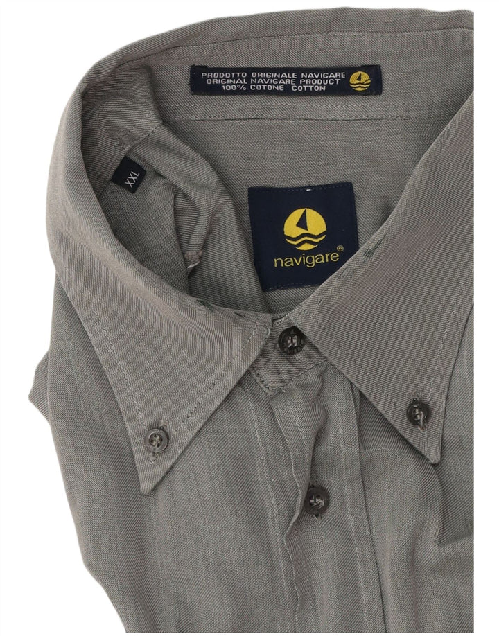 NAVIGARE Mens Shirt 2XL Grey Cotton Vintage Navigare and Second-Hand Navigare from Messina Hembry 