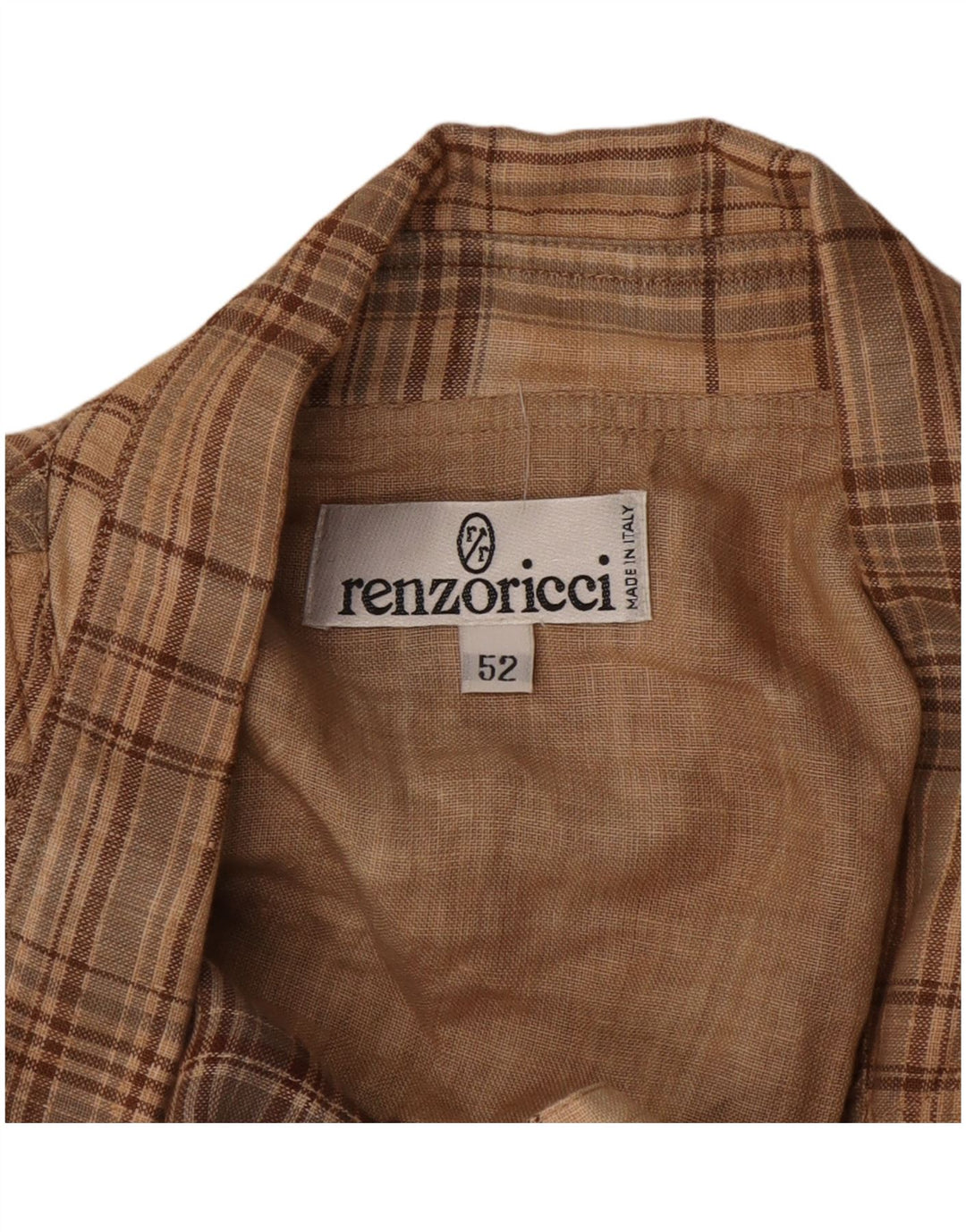 Jaqueta blazer masculina vintage com 3 botões IT 52 XL bege xadrez