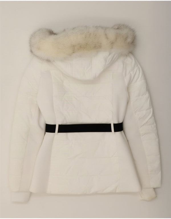 Jaqueta acolchoada com capuz feminino Michael Kors UK 10 poliéster branco pequeno