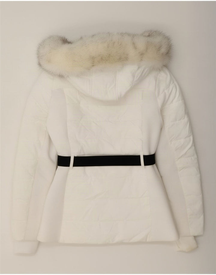 Jaqueta acolchoada com capuz feminino Michael Kors UK 10 poliéster branco pequeno